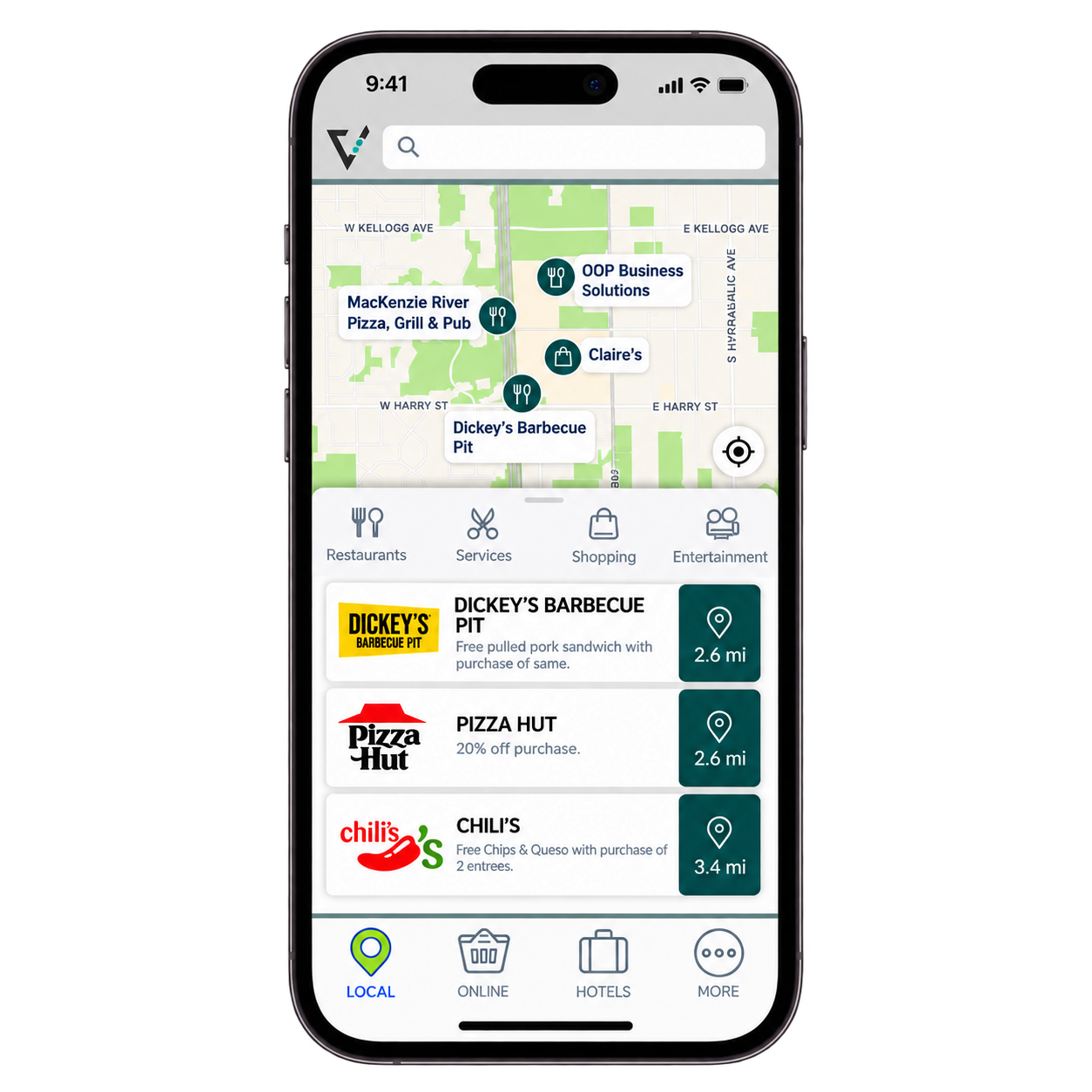 Annual subscription app showing a searchable map