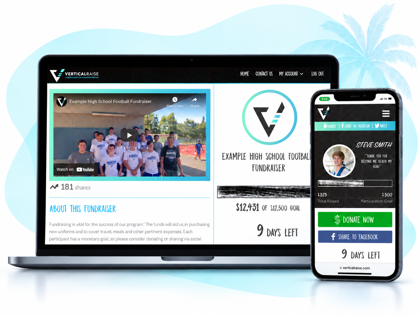 Example Vertical Raise campaign on a laptop and phone